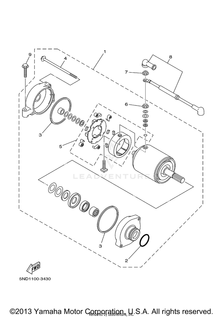 Starting Motor KODIAK 400 4WD - YFM400FAR - 2003 Schematic
