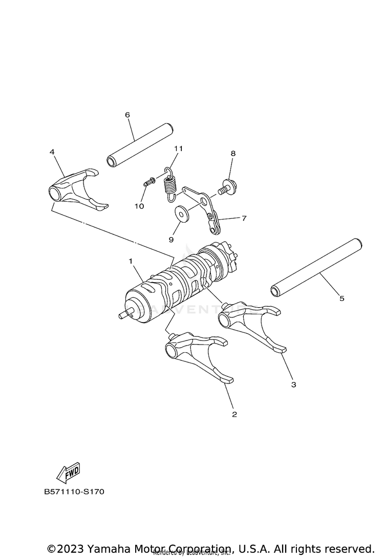 Shift Cam Fork YXZ1000R EPS SS SE - YXZ10YESJL - 2018 Schematic