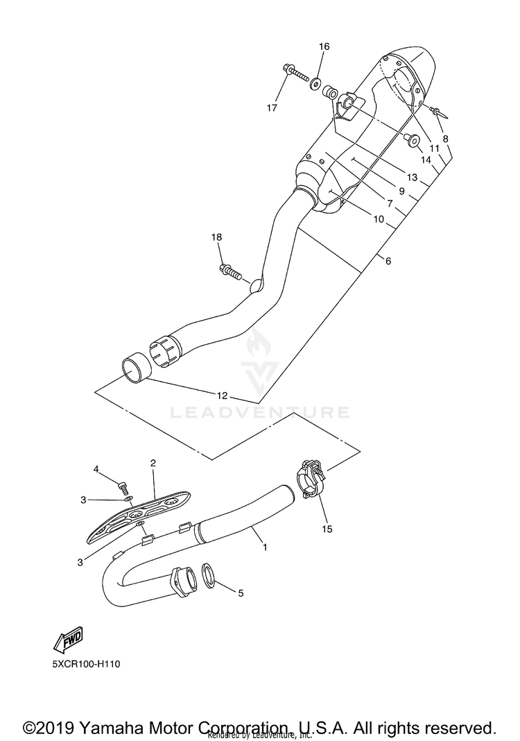 Exhaust YZ250F - YZ250FYL - 2009 Schematic