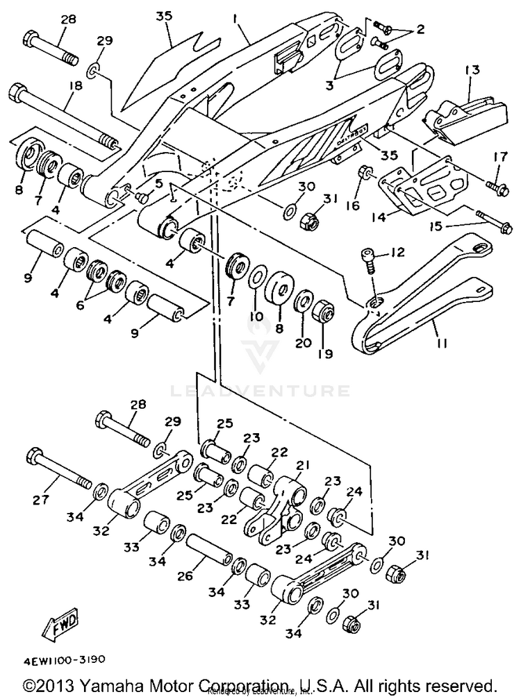 Swing Arm YZ250E1 - 1993 Schematic
