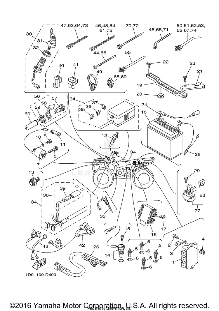 Electrical 1 KODIAK 450 4WD - YFM45FAT - 2005 Schematic