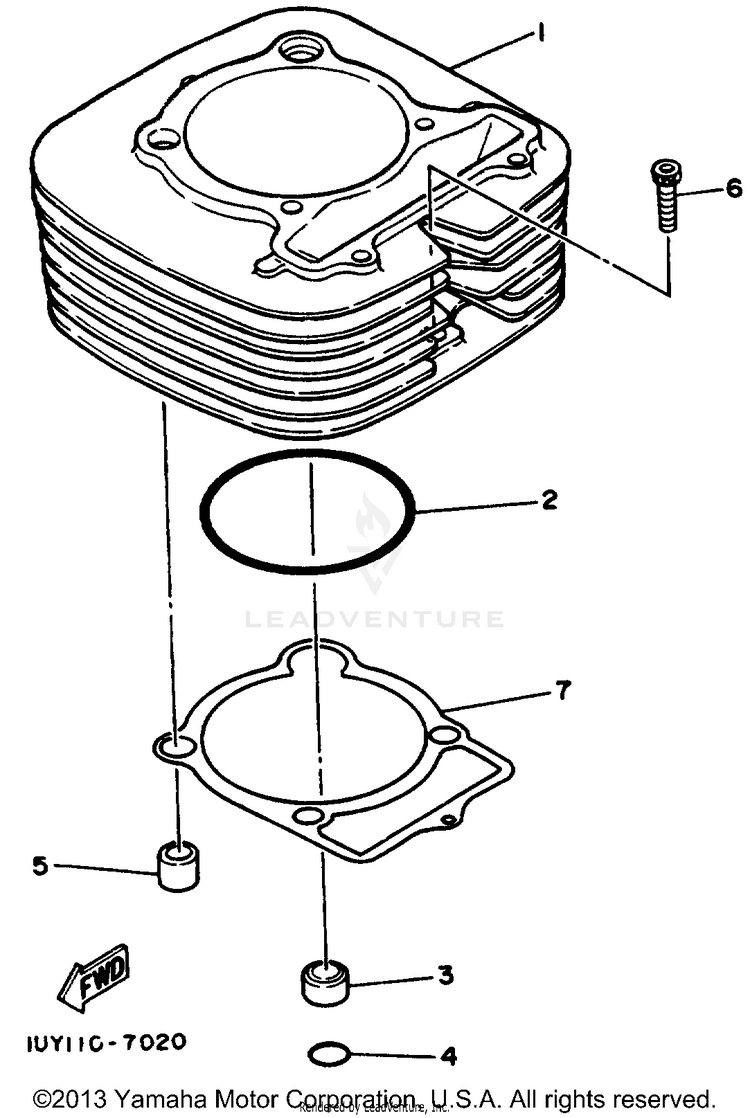 Cylinder BIG BEAR (ME & NH Only) - YFM350FWD_MNH - 1992 Schematic
