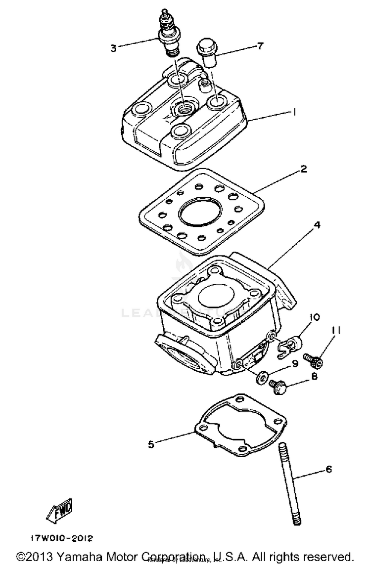 Cylinder Head-Cylinder DT50L - 1988 Schematic