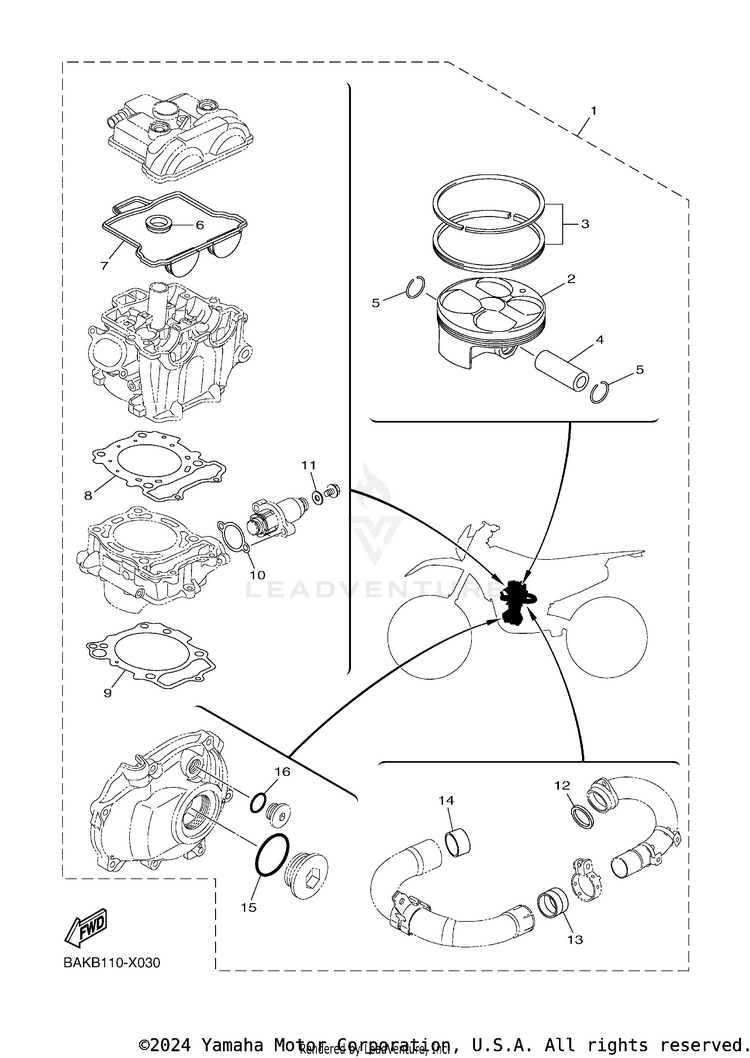 4 Piston Rebuilt Kit Schematic