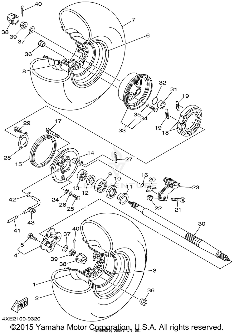 Rear Wheel BEAR TRACKER 2WD_REALTREE - YFM250XHP - 2002 Schematic