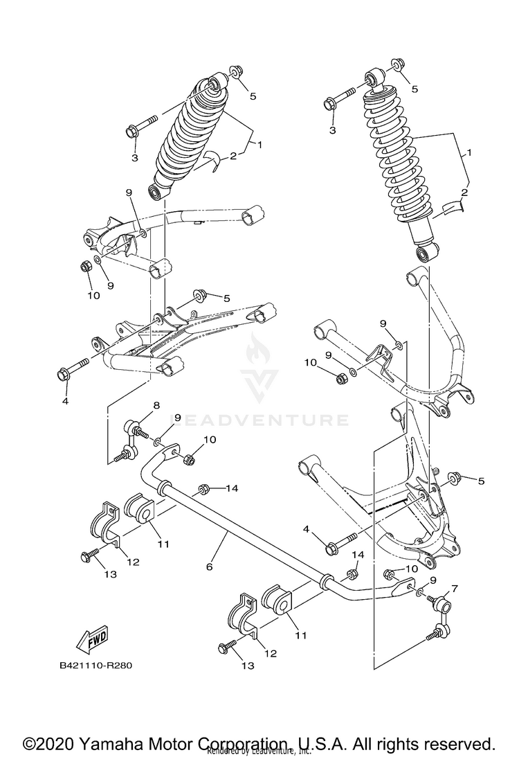 Rear Suspension VIKING EPS HUNTER - YXM70VPHLH - 2020 Schematic