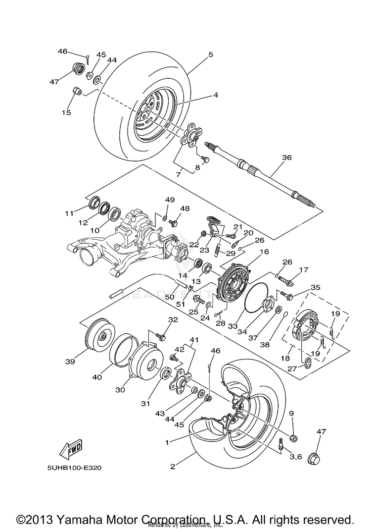 Rear Wheel GRIZZLY 350 4WD (BLACK METALLIC J) - YFM35FGYB - 2009 Schematic