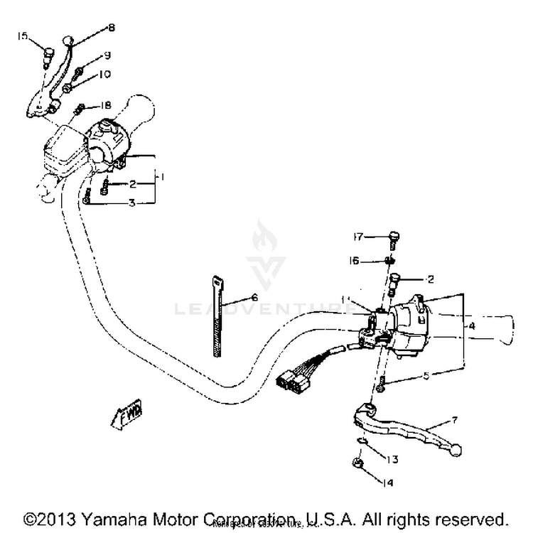 Handle Switch Lever XS1100LG - 1980 Schematic
