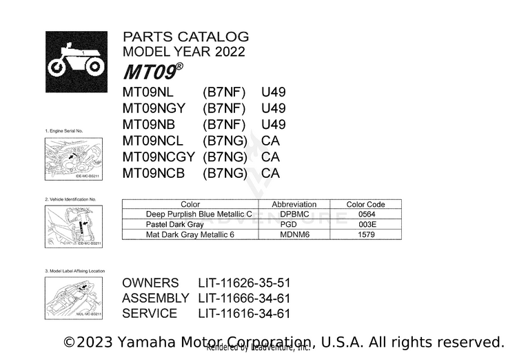 1 Title Page MT09 - MT09NCB - 2022 Schematic