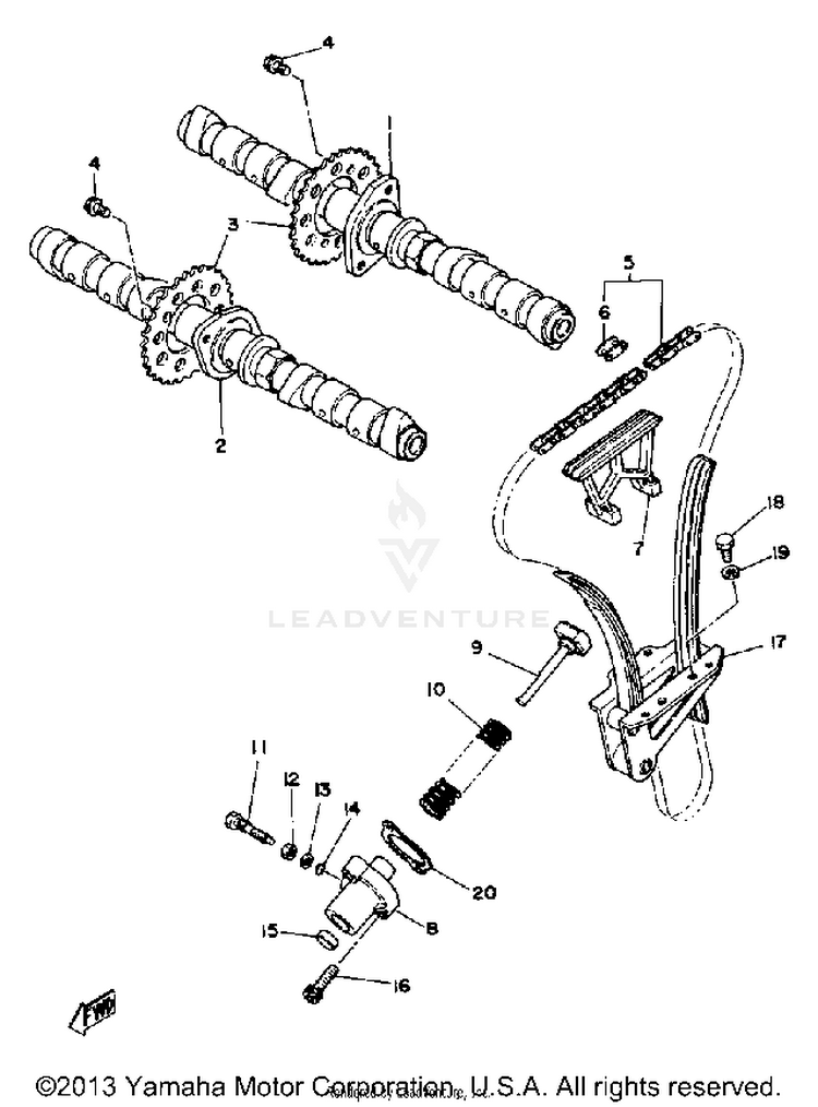 Camshaft Chain XS1100LG - 1980 Schematic