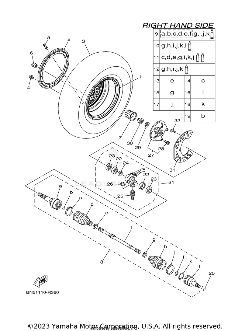 Front Wheel 2 WOLVERINE R-SPEC EPS - YXE70WPSHS - 2017 Schematic