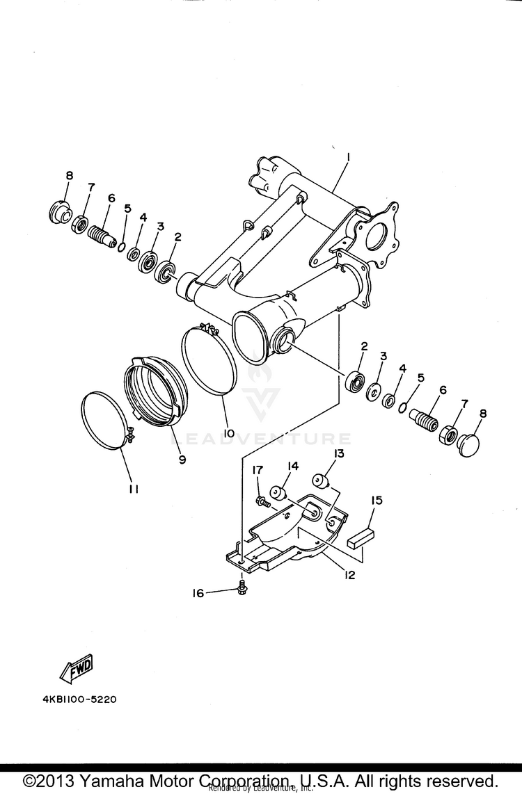 Rear Arm WOLVERINE 4WD - YFM350FXH_ - 1996 Schematic