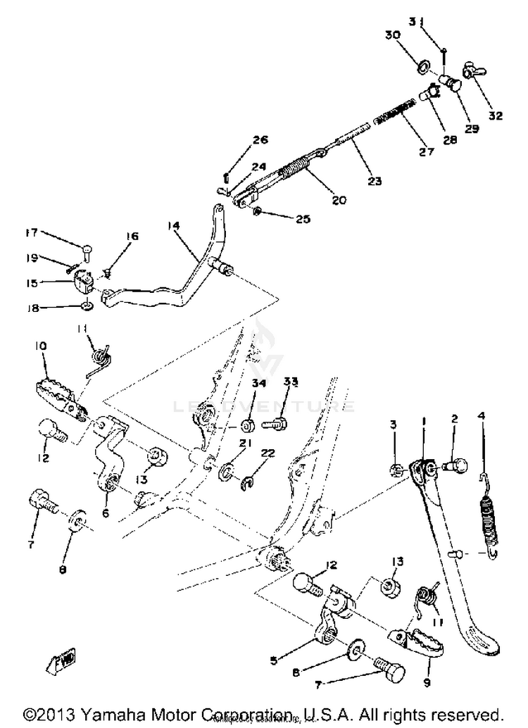 Stand - Footrest - Brake Pedal Schematic