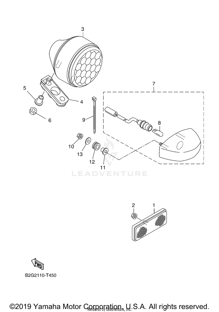 Taillight XSR700 - XSR700JCGY - 2018 Schematic