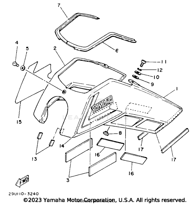 Rear Fender (Ytm225dxk) Schematic