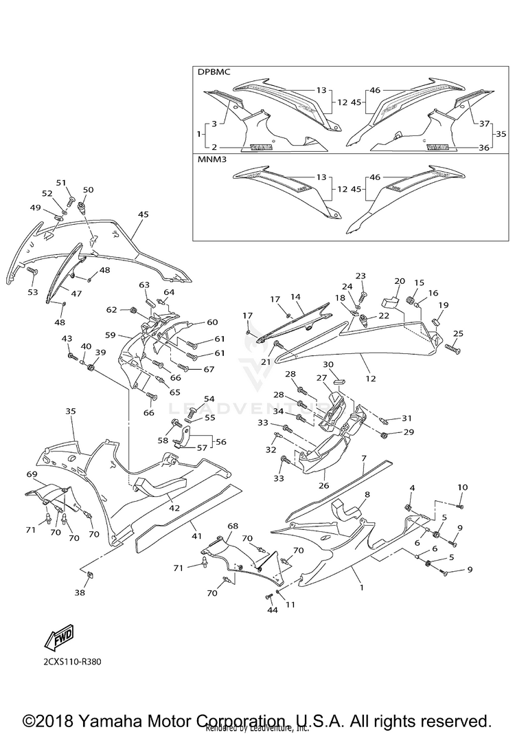 Cowling 2 YZFR6 - YZFR6GCGY - 2016 Schematic