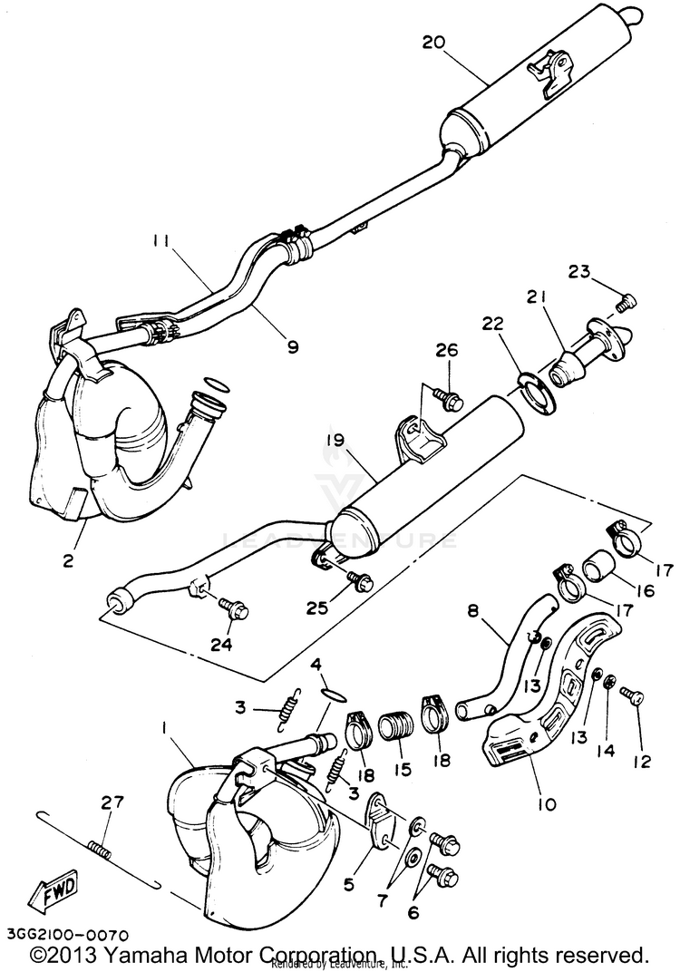 Exhaust BANSHEE - YFZ350F - 1994 Schematic