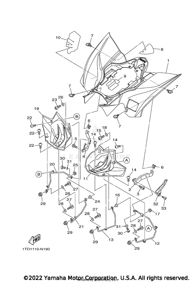 Rear Fender YFZ450R SE - YFZ45YSSNB - 2022 Schematic