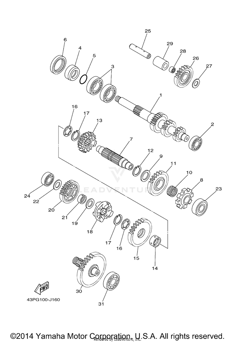 Transmission GRIZZLY 700 FI 4WD - YFM7FGZB - 2010 Schematic