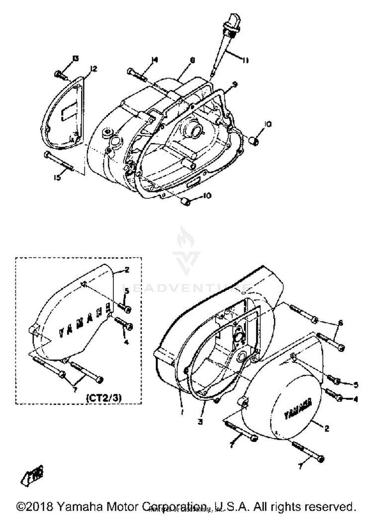 Crankcase Cover AT3_CT3 - AT2 - 1972 Schematic