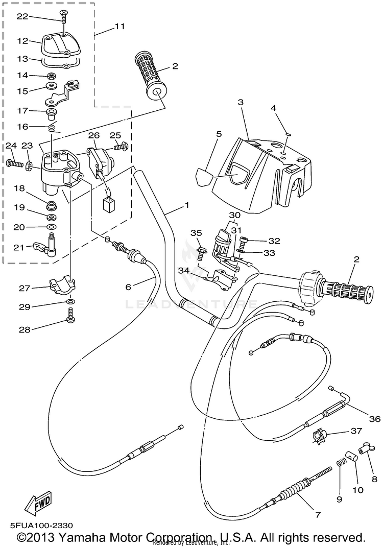 Steering Handle Cable BIG BEAR 400 4WD_REAL TREE XTRA - YFM400FHP - 2002 Schematic
