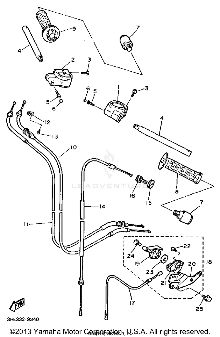 Handlebar Cable FZR600AC - 1990 Schematic