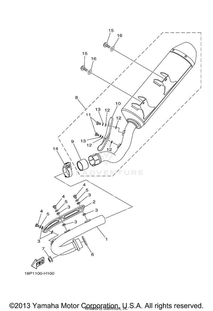 Exhaust YFZ450R (BLUISH WHITE SOLID 1) - YFZ450RYW - 2009 Schematic