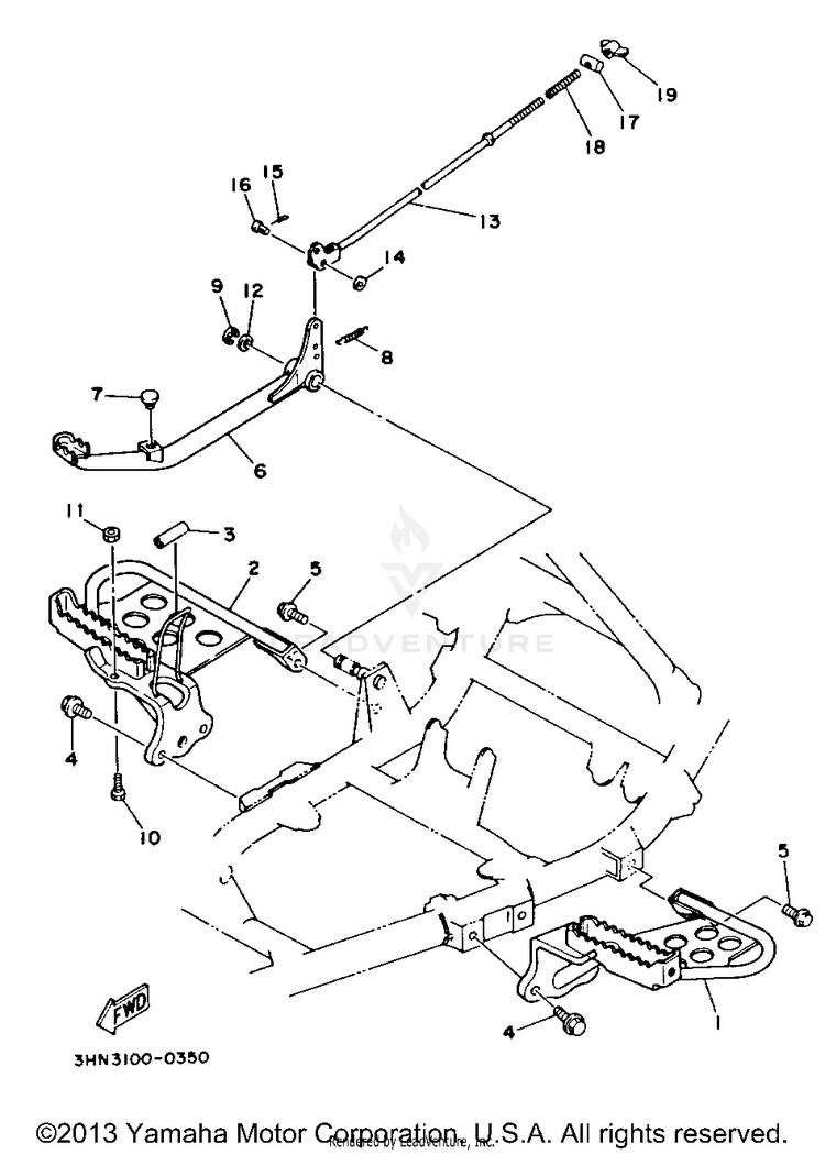Stand - Footrest BIG BEAR 4WD - YFM350FWB - 1991 Schematic