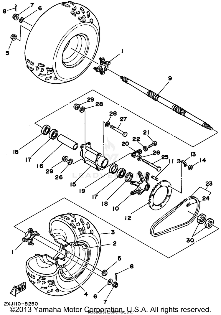 Rear Wheel BLASTER - YFS200G - 1995 Schematic