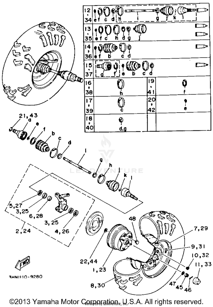 Front Wheel BIG BEAR 4WD - YFM350FWD - 1992 Schematic