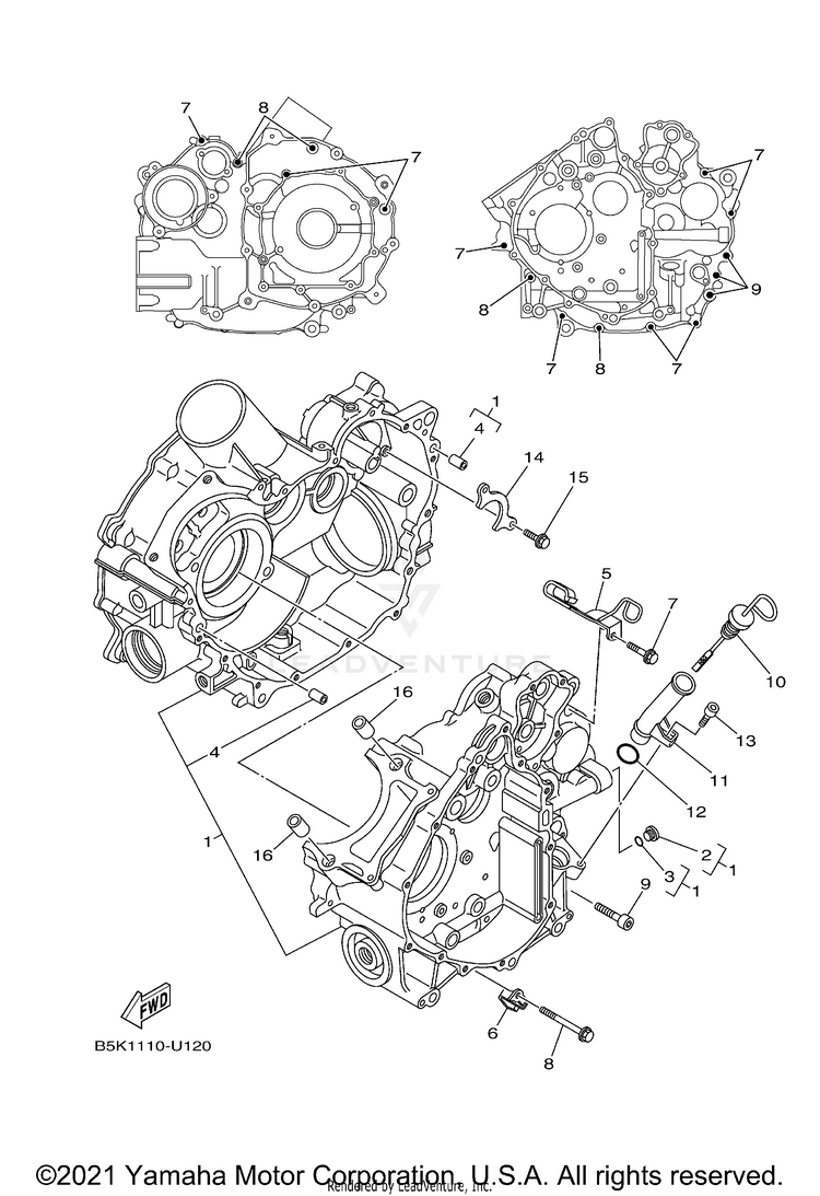 Crankcase KODIAK 700 EPS HUNTI - YFM70KPHNY - 2022 Schematic