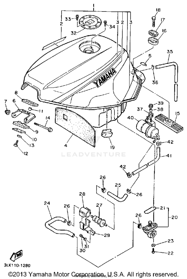 Fuel Tank Non California Model Schematic