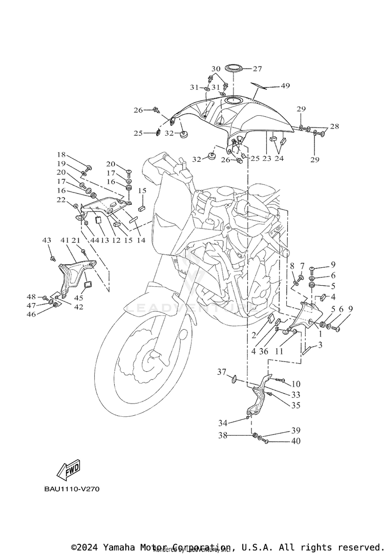 Fuel Tank 2 TENERE 700 - XTZ7NB - 2022 Schematic