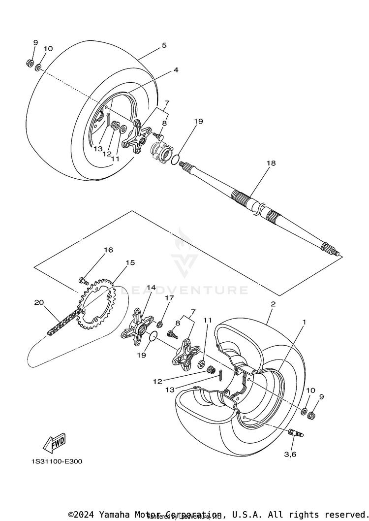 Rear Wheel RAPTOR 700 SPECIAL EDITION - YFM70RSEY - 2009 Schematic