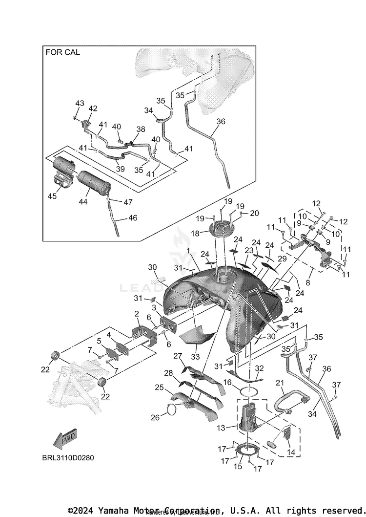 Fuel Tank TENERE 700 - XTZ7TCL - 2026 Schematic