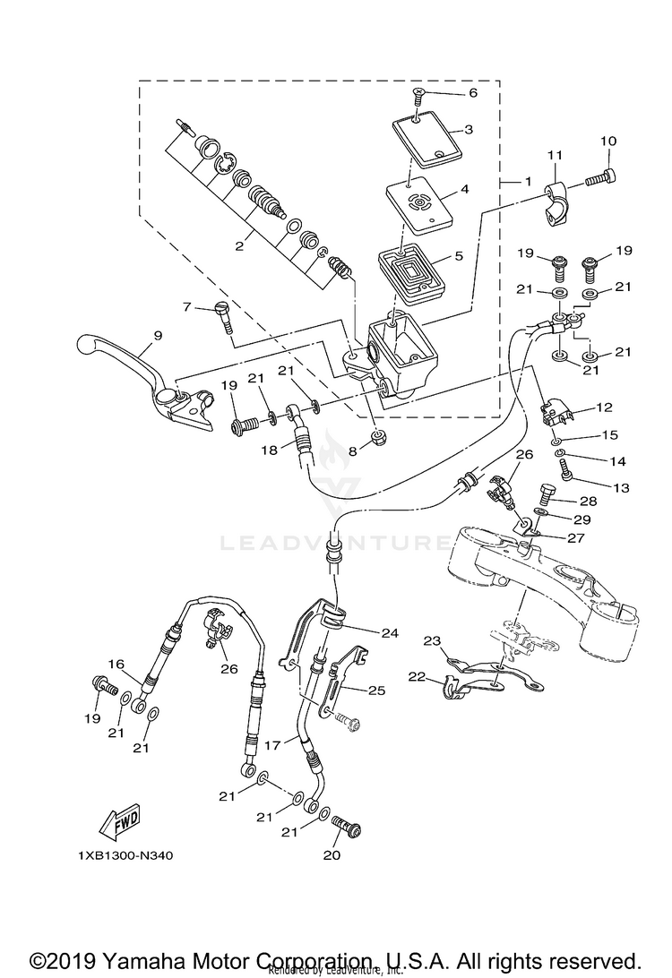 Front Master Cylinder MT07 - MT07KCB - 2019 Schematic