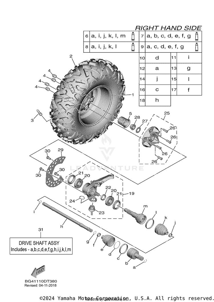 Front Wheel 2 WOLVERINE X4 - YXF85WPAJL - 2018 Schematic