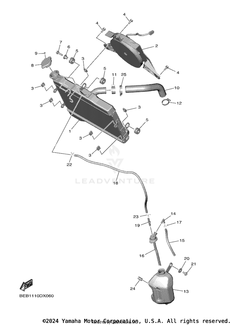 Radiator & Hose YZFR7 - YZFR7SCB - 2025 Schematic