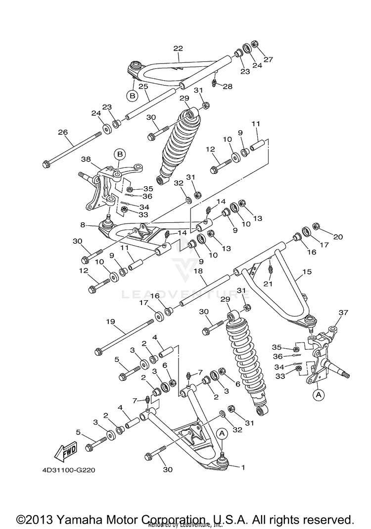 Front Suspension Wheel RAPTOR 250 - YFM25RXGY - 2008 Schematic