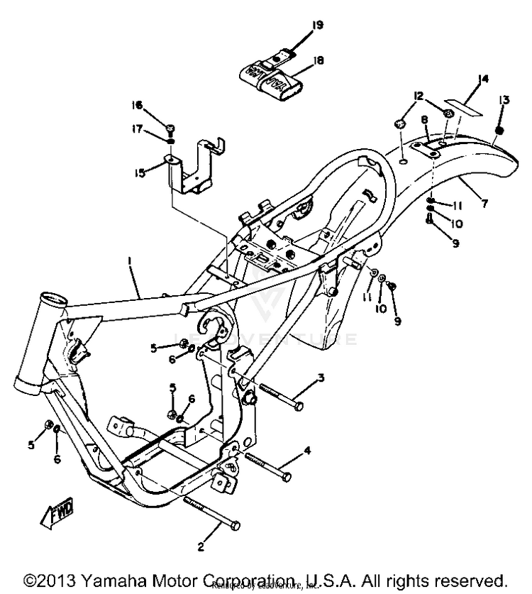 Frame - Rear Fender GT80A - 1974 Schematic