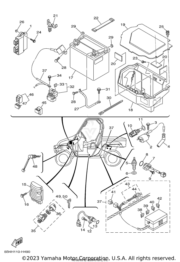 Electrical 1 RHINO 700 FI HUNTER - YXR7FHY - 2009 Schematic