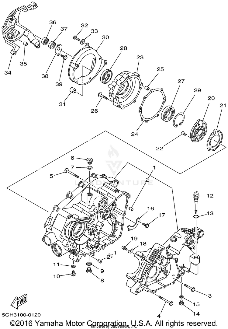 Crankcase KODIAK 4WD - YFM400FAP - 2002 Schematic
