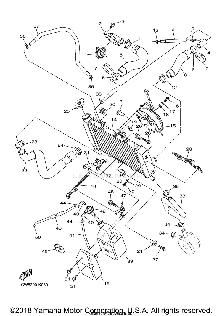 Radiator Hose FZ6R - FZ6RACO - 2011 Schematic