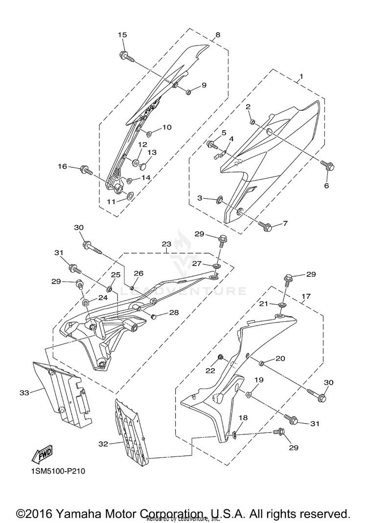 Side Cover YZ250F - YZ250FG - 2016 Schematic