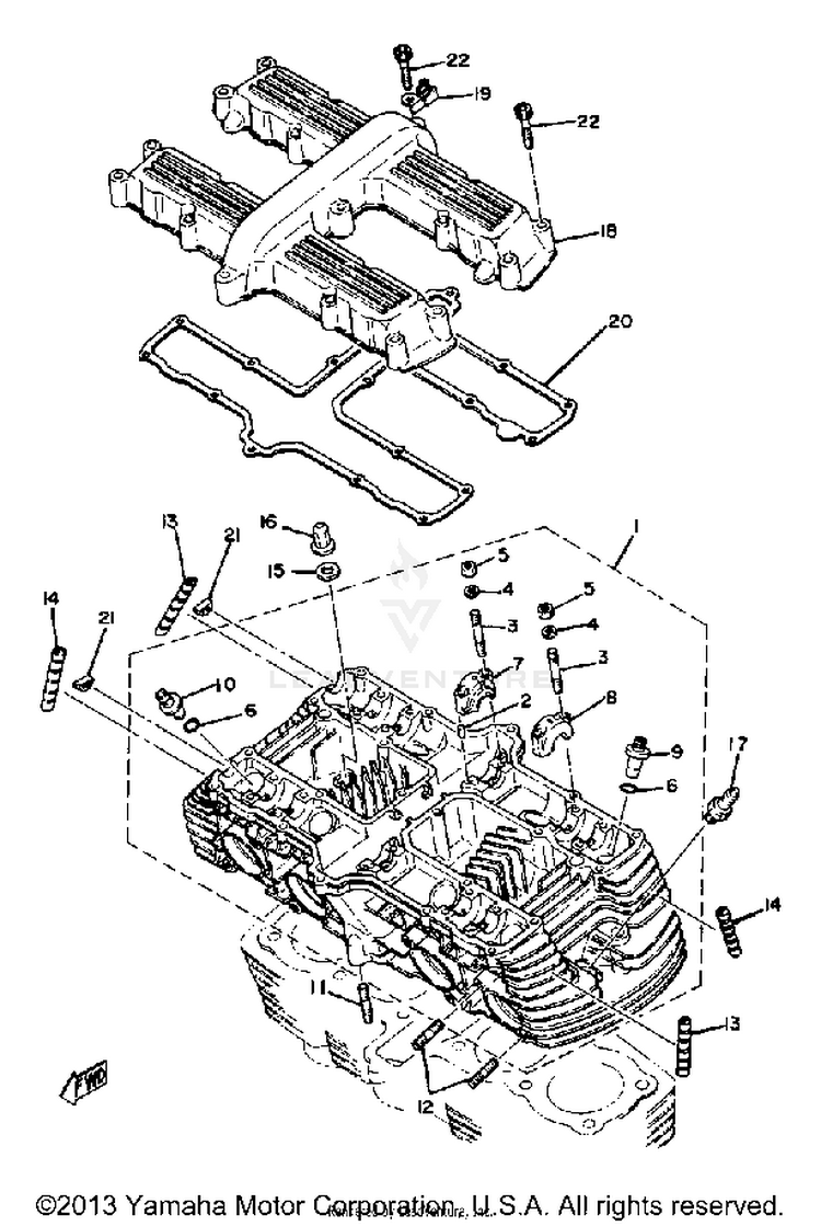 Cylinder Head XS1100LH - 1981 Schematic