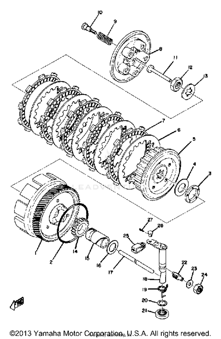 Clutch Yz125a - B Schematic