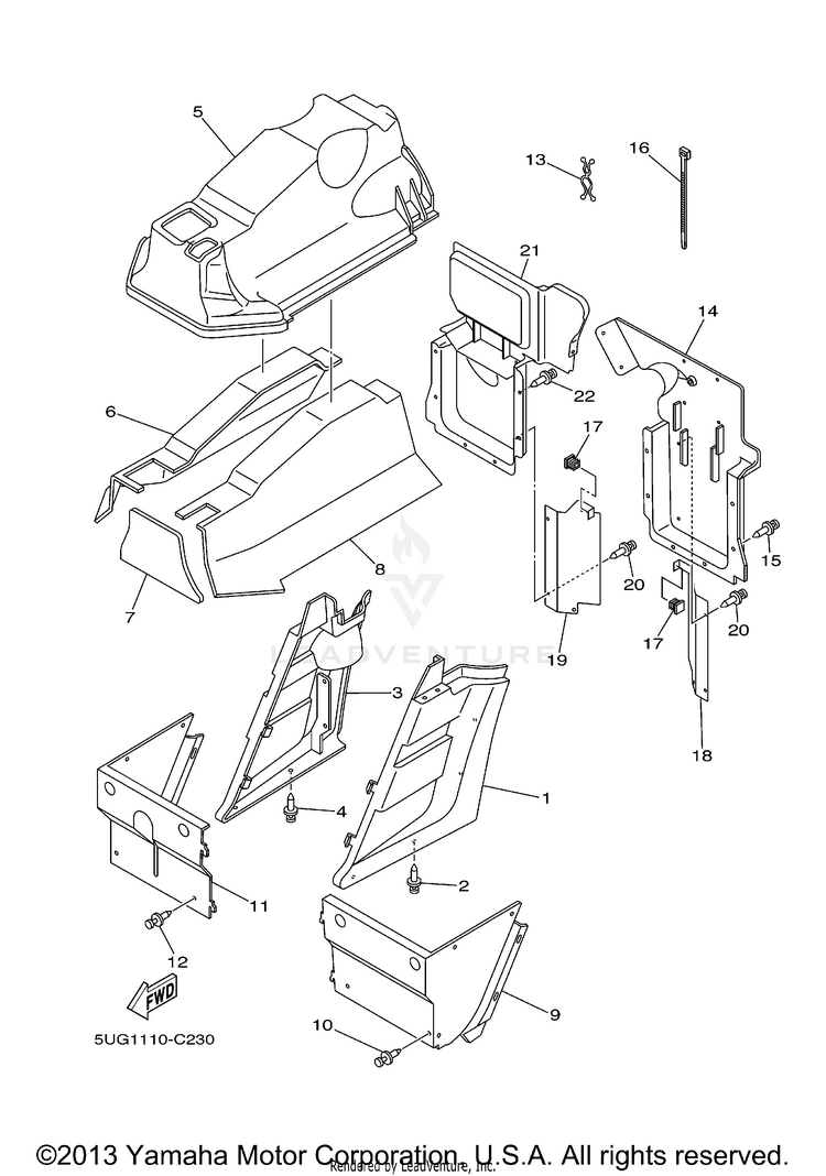 Side Covers RHINO 660 (Pastel Deep Green) - YXR66FAS - 2004 Schematic