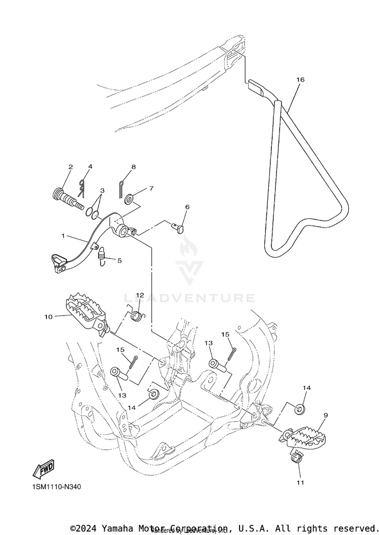 Stand Footrest YZ250F - YZ250FHL - 2017 Schematic