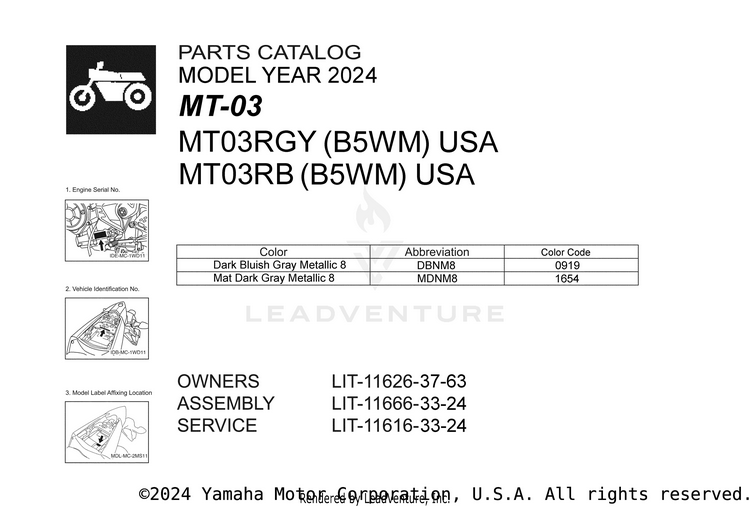 1 Title Page MT-03 - MT03RB - 2024 Schematic
