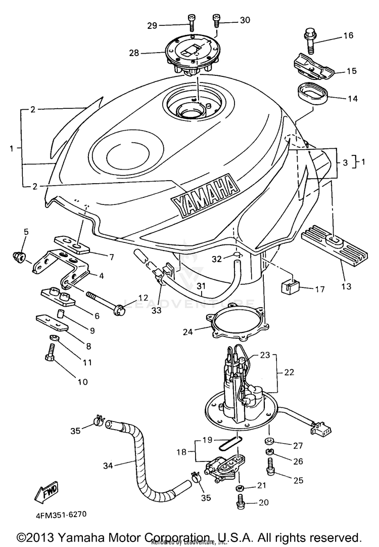 Fuel Tank (Non-California) Schematic